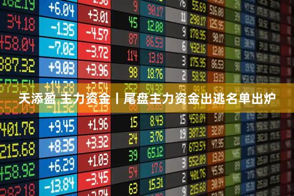 天添盈 主力资金丨尾盘主力资金出逃名单出炉